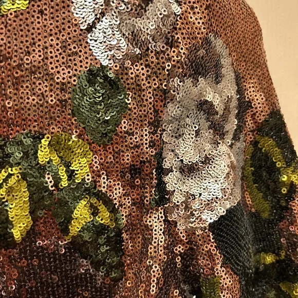 House of Harlow 1960 Lia Top Rose Gold Floral Shirt Sz Small - Picture 6 of 14